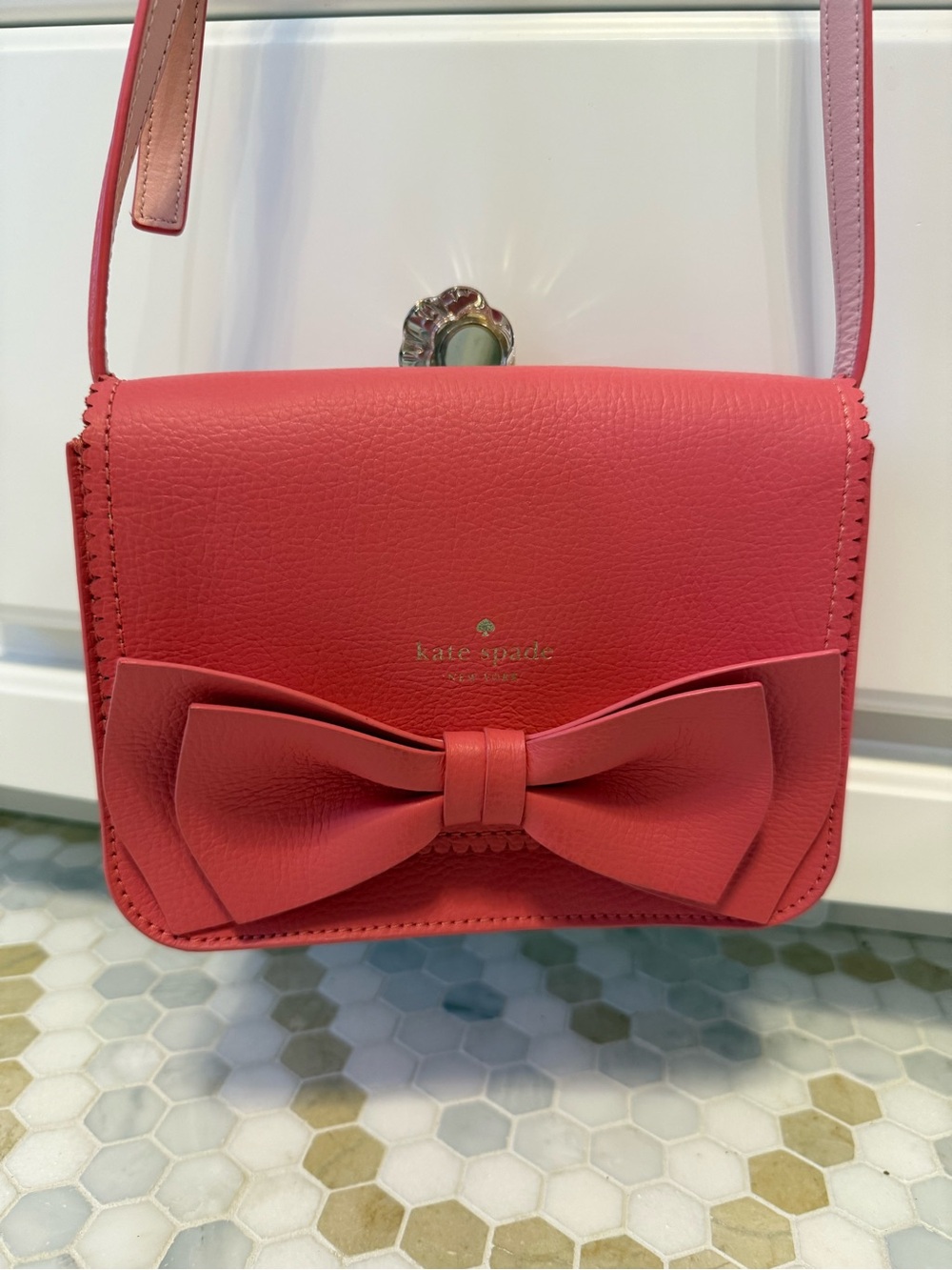 Kate Spade Small Bow Crossbody Bag in Coral Pink